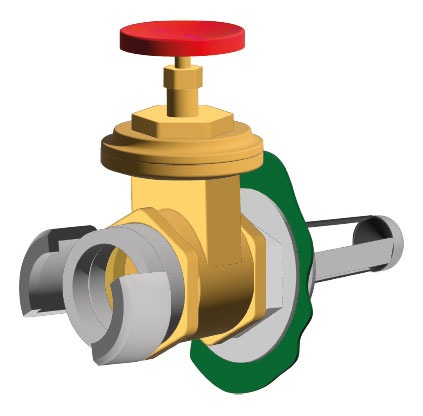 Vanne guillotine DN100 ou DN50 avec raccord symétrique et antivortex pour citerne souple effluents ABEKO