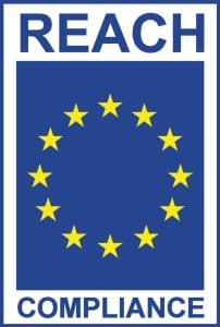 Logo REACH Compliance : règlement européen (règlement n°1907/2006) entré en vigueur en 2007 pour sécuriser la fabrication et l'utilisation des substances chimiques dans l'industrie européenne